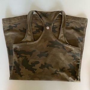 Lululemon Cool Racerback tank in green camo, size 4